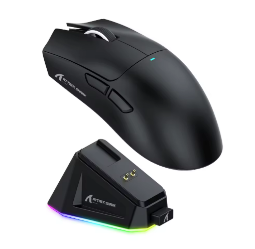 Mouse Gamer Attack Shark X11 – Tri-Mode, RGB, Dock Magnética