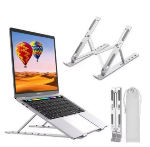 Suporte de Alumínio Reforçado para Notebook – Ajustável e Ideal para Home Office